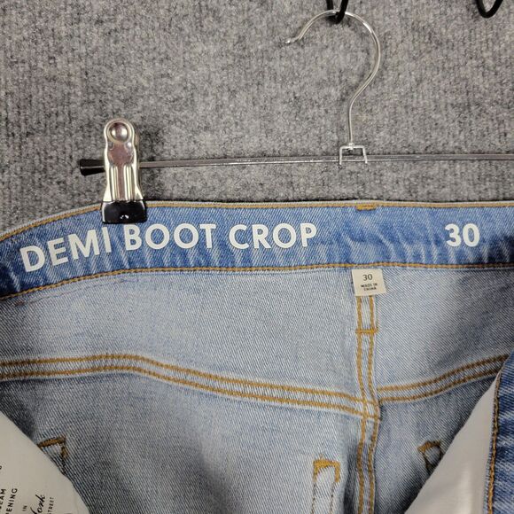 J CREW 9" Billie Demi Boot Crop Medium Wash Distressed Denim Blue Jeans SIZE 30 - Picture 7 of 15